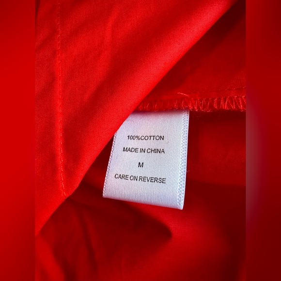 New York & Company Red Tie-Neck Balloon Sleeve Blouse NWT Medium - Picture 8 of 8